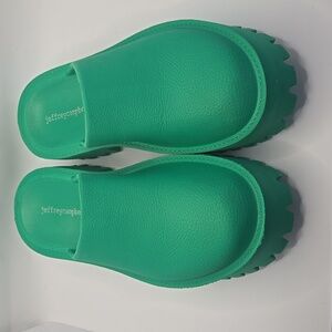 Jeffrey Campbell Clogge Slip On Green Slide Platform Sandals Sz 7 Boho Chunky